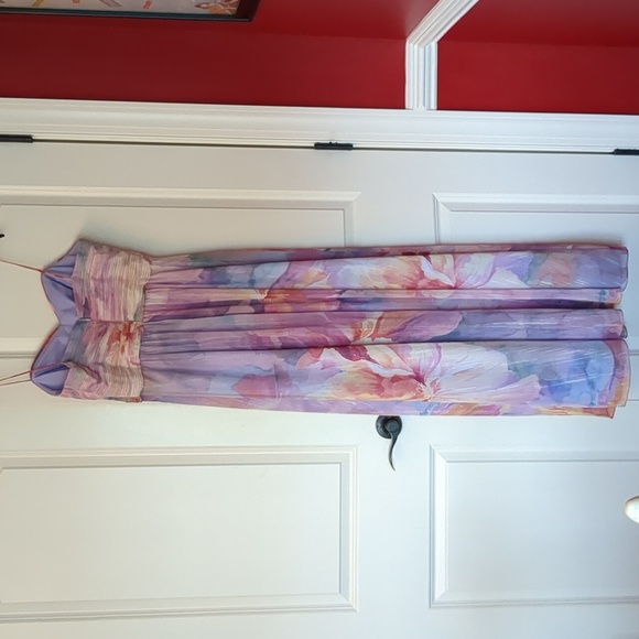 Eliza J Purple Watercolor Strapless Maxi Dress - Picture 4 of 8